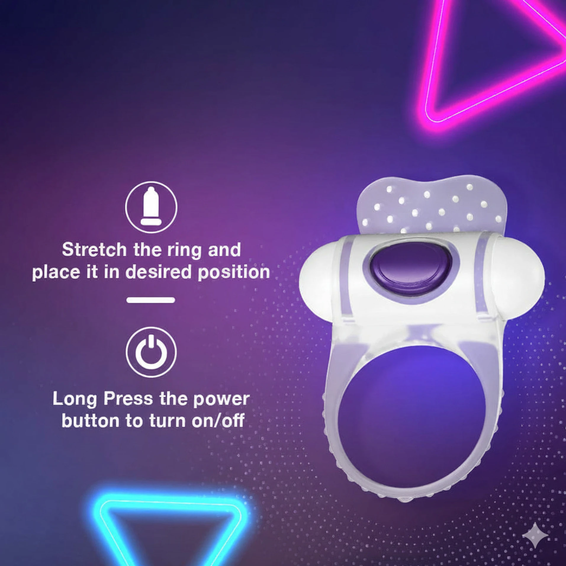 Pleasure Hub Mens Ting Tong Ring with different vibration modes Silicone Penis Vibrator, Man Masturbation Delay Ejaculation Vibrator Ring - Image 2