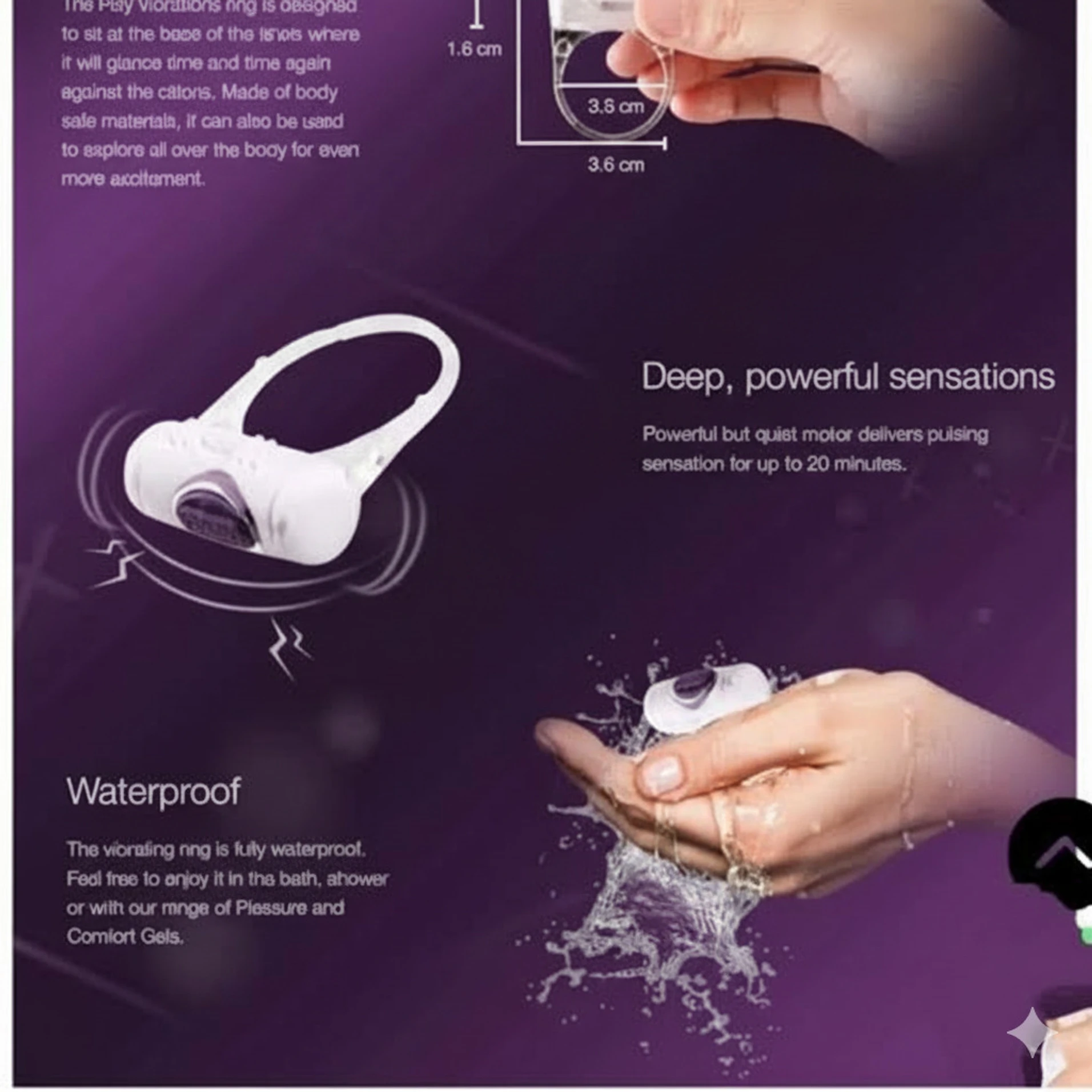 Pleasure Hub Mens Ting Tong Ring with different vibration modes Silicone Penis Vibrator, Man Masturbation Delay Ejaculation Vibrator Ring - Image 4