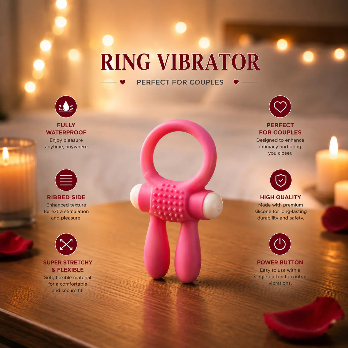 Delay Rabbit Ring Sex Vibrator Super-stretch Erection Training clitoral perineal Stimulation Lasting finger Vibrating Cock Ring - Image 3