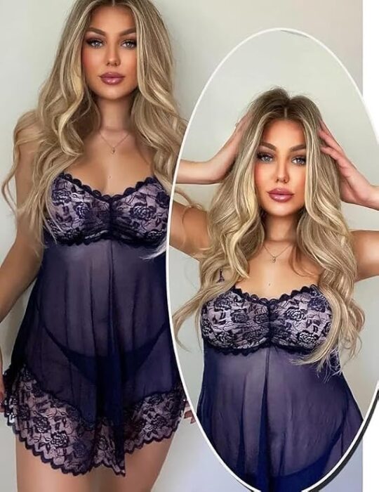 Sheer Chemise Lingerie Dress with Matching Brief