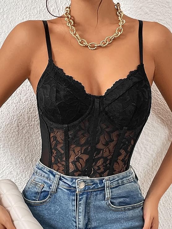 Scallop Trim Bustier Cami Bodysuit - Image 3