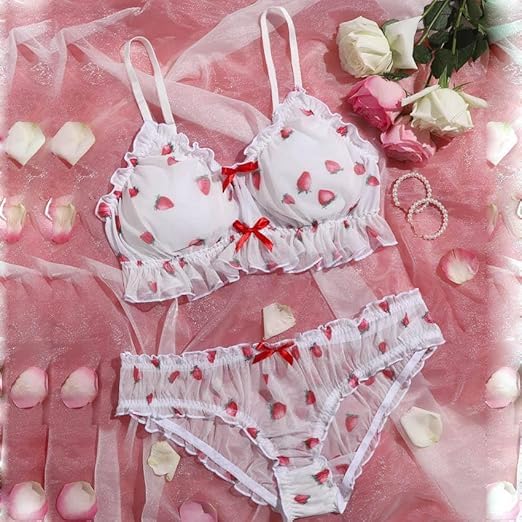 Strawberry Print Sheer Mesh Lingerie - Image 4