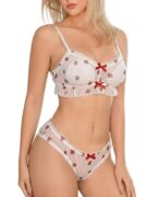 Strawberry Print Sheer Mesh Lingerie