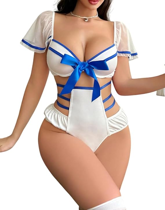 Blue Bow Teddy Bodysuit - Image 2