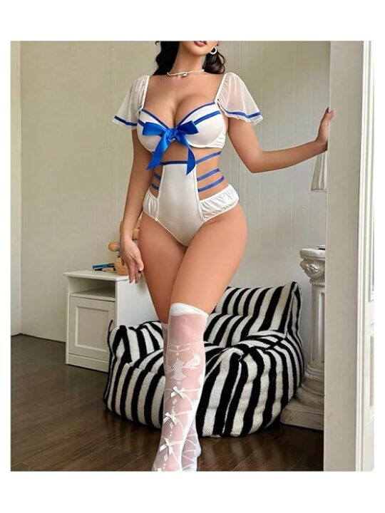 Blue Bow Teddy Bodysuit